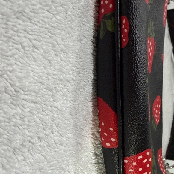 Coach Black Leather Shoulder Bag with Red Strawberry Print - Picture 4 of 5